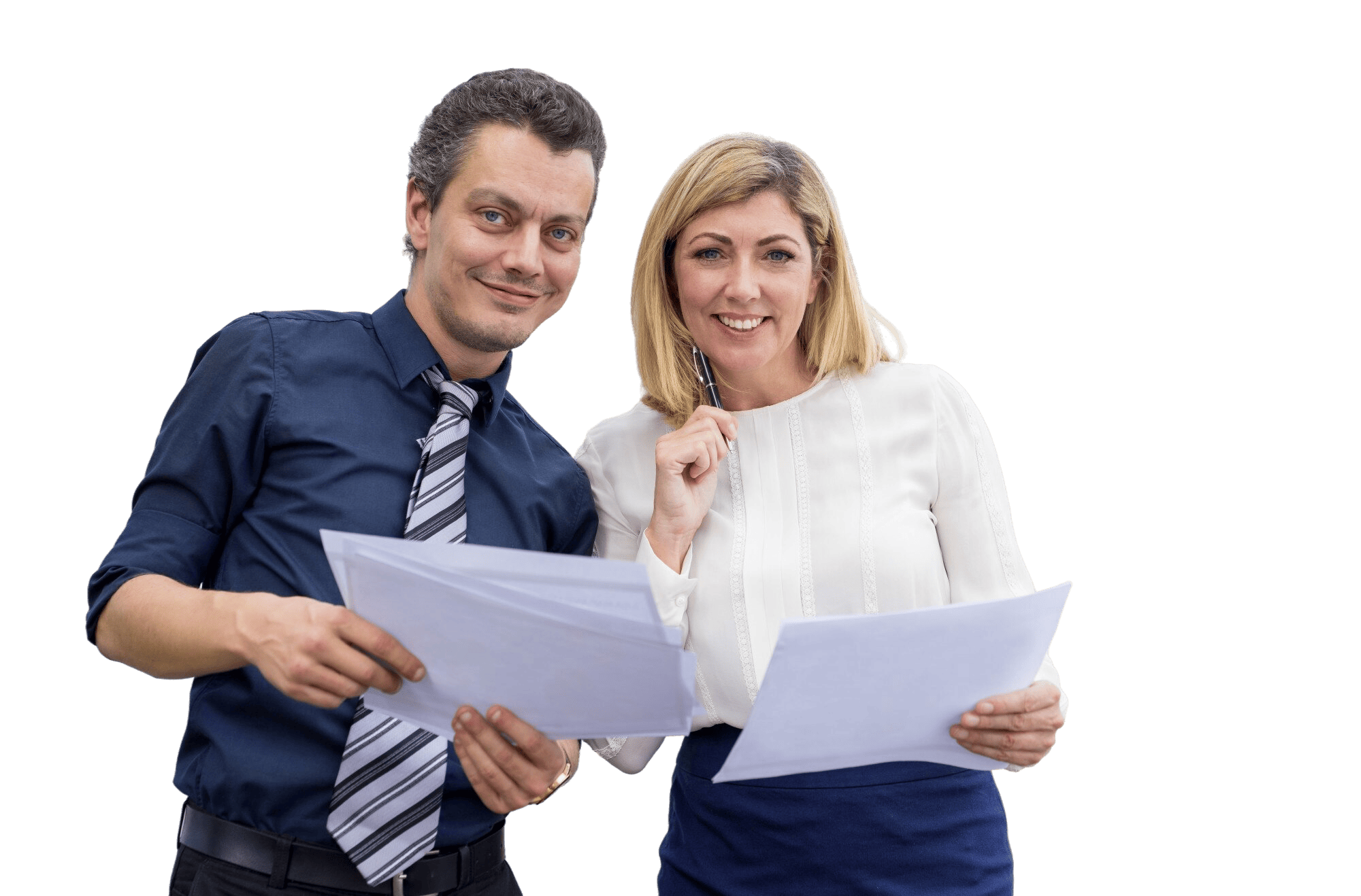 Two members of the legal team reviewing documents